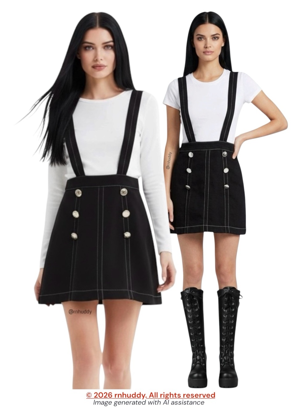 Zara M black pinafore school girl skirt with straps